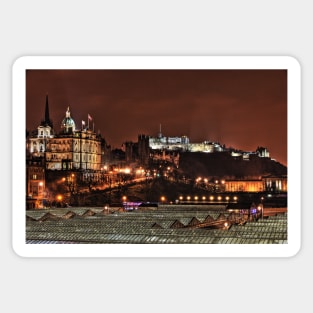 View to Edinburgh Castle Over Waverly Railway Station - Scottland Sticker